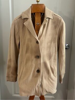 Jones New York,Light Beige, Button-Front,Trench Coat, size petite medium